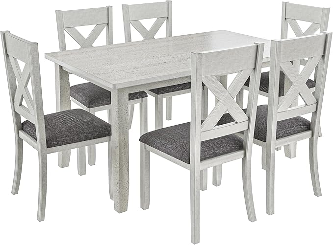 Solid Wood Dining Table, Part of Dining Table Set, Mix and Match Table, Chair Sold Separately for Dining Room, Kitchen, Grey