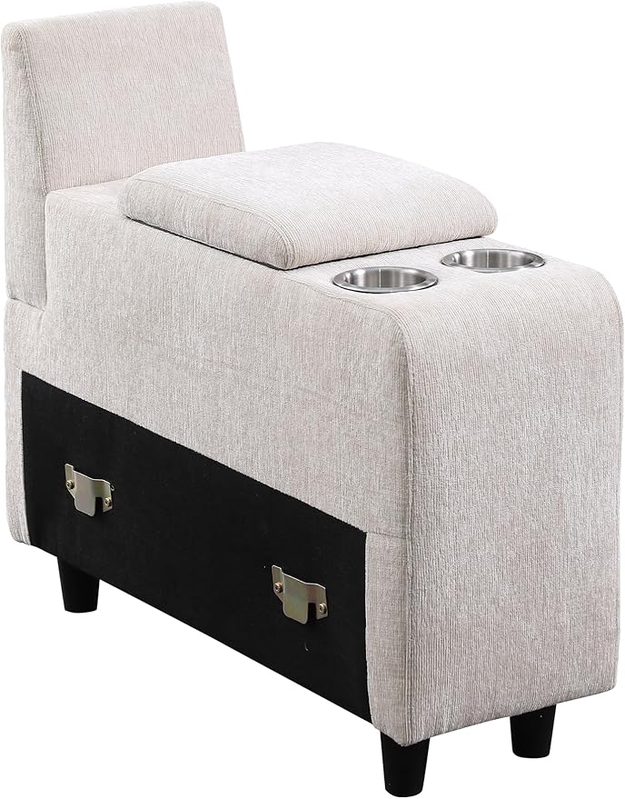 127" L-Shaped Sectional Couch with Movable Ottoman & 6 Throw Pillows,7 Seat Chenille Upholstered Sofa W/2 Cup Holder,USB Port & Hidden Storage Box,DIY Combination,for Living Room,Apartment,Beige