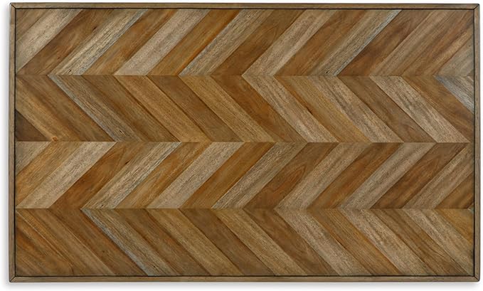 Signature Design by Ashley Blondon Rustic Chevron Dining Table and 6 Chairs, Set of 7, Black & Light Brown