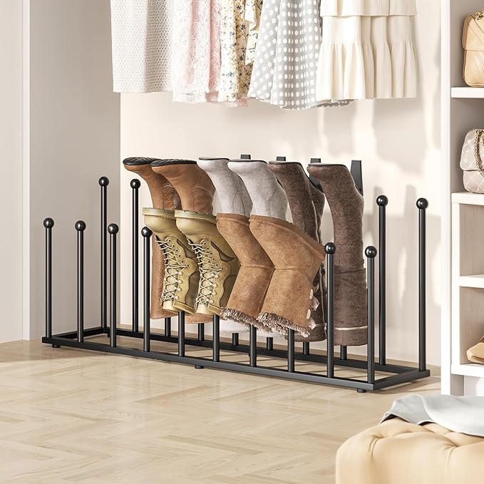 pickpiff Free Standing Shoe Racks - Black Metal Boot Rack Organizer Tall Boots for Dorm Room, Closet, Entryway, Bedroom, Patio Outdoor, Hallway, Black, Shoe Storage Fit for 10 Pairs
