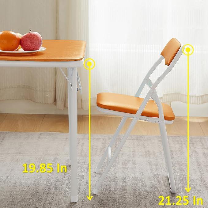 VECELO Kids Folding Activity Table and Chair Set, with Ultra Soft Padded Cushion, 5 Piece, Pale Orange