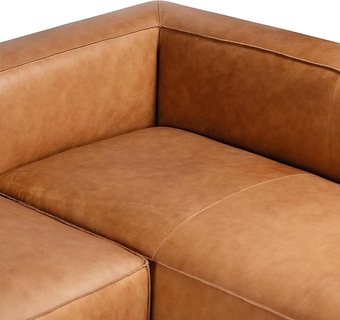 POLY & BARK Piazza Reversible Corner Sectional 125" Sofa in Bourbon Tan