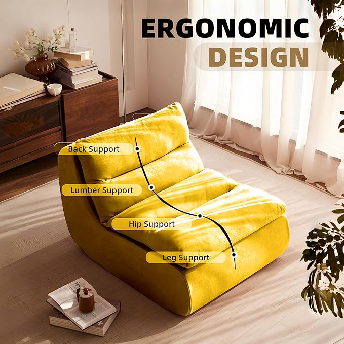 Bean Bag Chair - Memory Foam Bean Bag Chair for Adults, Comfy High-Resilience Single Sofa, Small Space Floor Chair, Chaise Lounge for Living Room, Bedroom (Grass Green, Cushions)