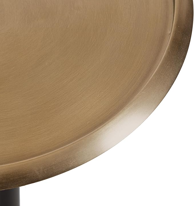 Kate and Laurel Sanzo Modern Pedestal Round Side Table; 15 x 15 x 24; Antique Brass and Black; Circle End Table with Metal Tabletop for Use as Indoor Plant Stand or Bedroom Nightstand