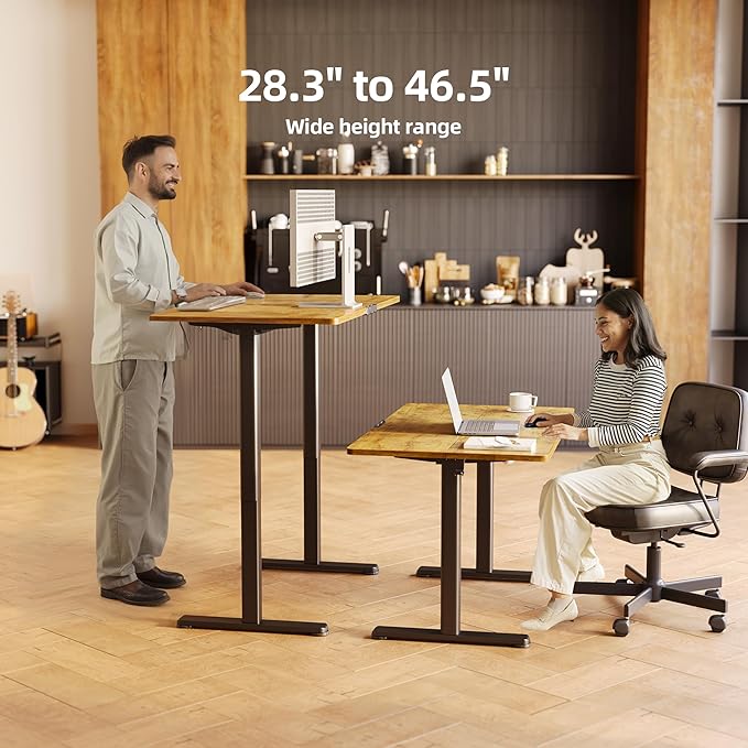 Seang Standing Desk with Adjustable Height, 55x24 Inch Electric Stand Up Desk for Home Office, Studio, Computer Workstation, Rustic Brown Top