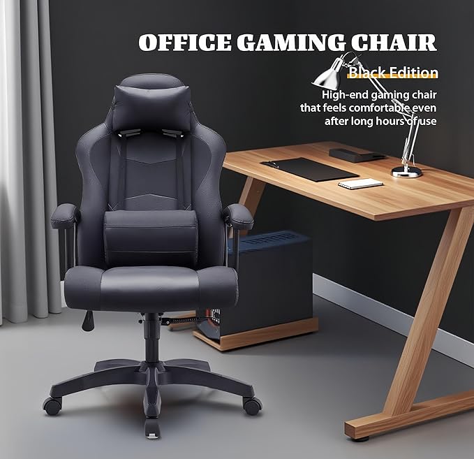 Ergonomic Office Chair High Back Desk Chair Height Computer Chair Big and Tall Office Chair with Adjustable Headrest and Lumbar Support Black