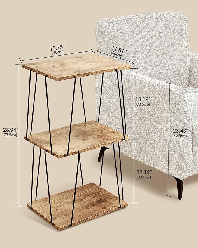 Tall Side Table, Small End Table, 29 inch High Entryway Table, Bedside Table for Living Room, Bedroom and Office, Greige & Black