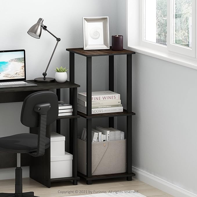 Furinno Simplistic Set of 2 End Table, Columbia Walnut/Black