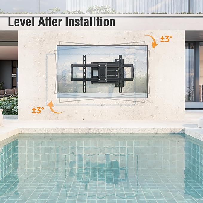 ELIVED Outdoor Long Arm TV Wall Mount for Most 42-75 Inch TVs, 37.9 Inch Long Extension Corner TV Mount, Weatherproof Full Motion tv Bracket Anti-Rust for Patio, Holds 99 lbs. Max VESA 600x400mm