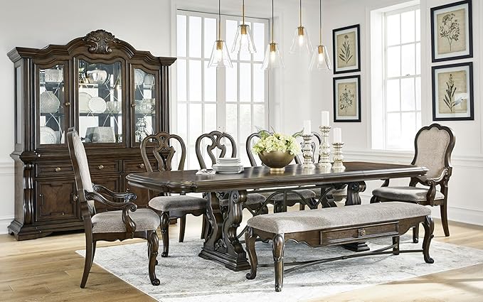 Signature Design by Ashley Maylee Classic Upholstered Armless Dining Chair, Set of 2, Dark Brown