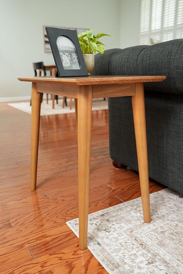 Plank+Beam Mid Century Modern Rectangular Side Table, End Table for Living Room, Wooden Bedside Table, Small End Table for Office Space, Pecan