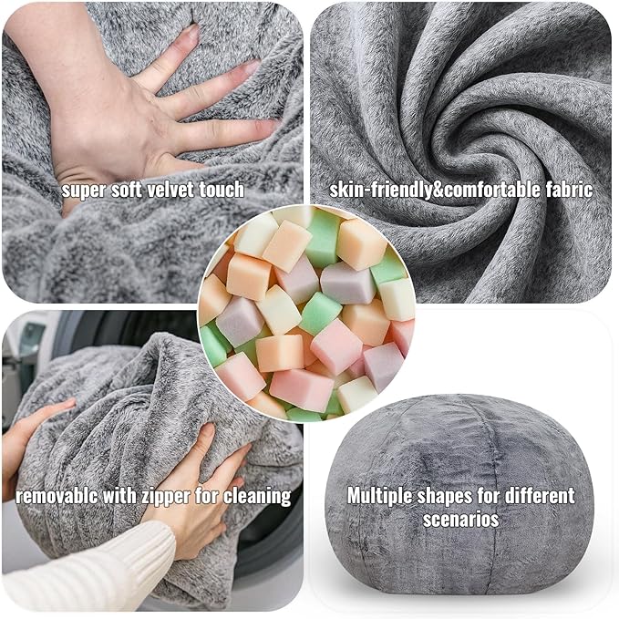 Recaceik Bean Bag Chair Large Bean Bag Chairs, with Fluffy Removable Spongefor, for Living Rooms, bedrooms, Study Rooms, and Offices