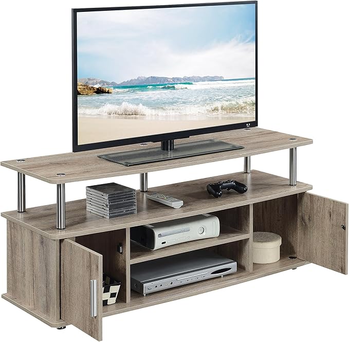 Convenience Concepts Designs2Go Monterey Stand Family Entertainment Center with Storage Cabinets and Shelves, Modern TV Console for Living Room, Office, 47.25", Sandstone