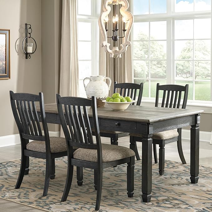 Signature Design by Ashley Tyler Creek Farmhouse Dining Table with Drawers, Seats up to 6, Almost Black
