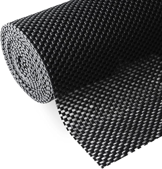 Shelf and Drawer Liner, Non-Adhesive Non Slip and Grip Durable Clean Pad Full Size 17.7 Inches x 20 Feet for Drawers, Shelves, Cabinets, Storage, Kitchen, Desks, Kitchenware, Tableware, Black