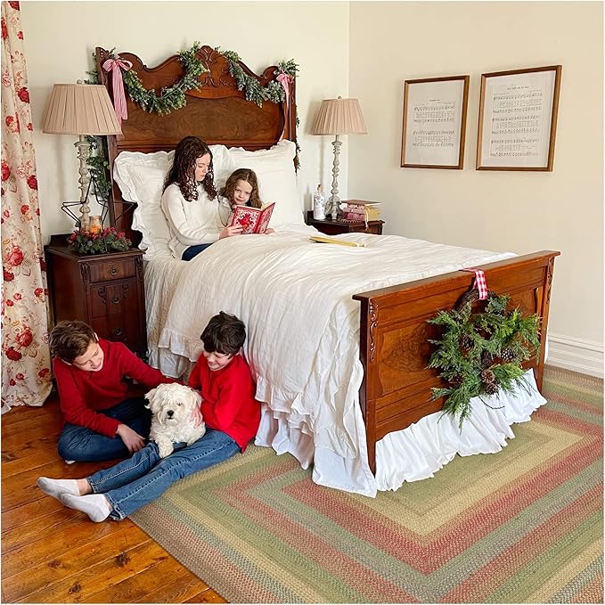 Azalea Multicolor Braided Area Rug, Jute, 4x6' Rectangle - Perfect Country Primitive Decor for Entryway, Bedroom, Everywhere