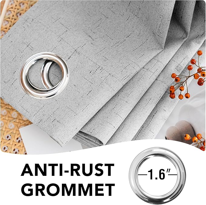 H.VERSAILTEX 100% Blackout Curtains for Bedroom Thermal Insulated Linen Textured Curtains Heat and Full Light Blocking Drapes Living Room Curtains 2 Panel Sets, Glacier Gray, 42x63 Inch