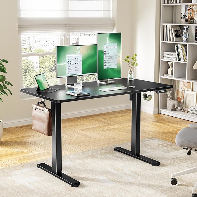 Marsail Electric Standing Desk with One-Piece Desktop,48 x 30 inch Height Adjustable Office Gaming Computer Desk with Deeper Tabletop,Home Office Stand up Desk with 4 Memory Presets, Desk for Bedroom