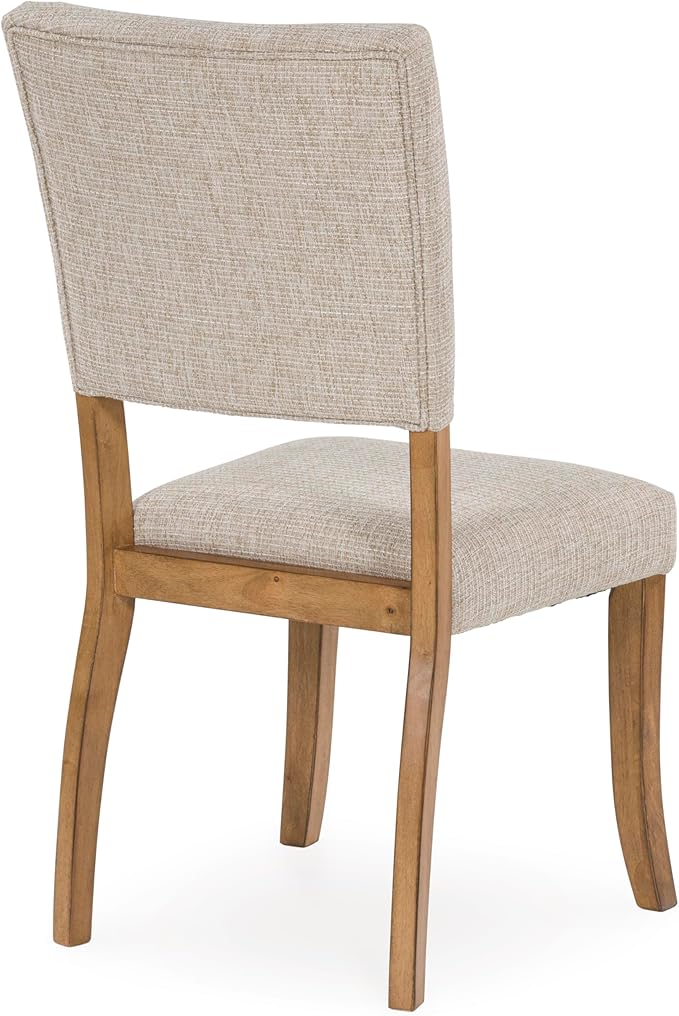 Signature Design by Ashley Rybergston Casual Stain Resistant Upholstered Solid Wood Dining Chair, Set of 2, Beige & Light Brown