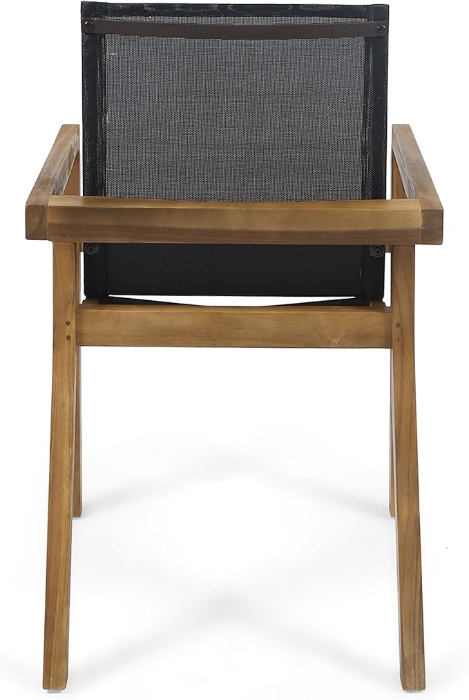 Merax Mesh Seating Solid Wood Dining Chairs Set of 2, French Country Style Accent Side Seating Furniture for Kitchen, Living Room, Textile Back,Teak