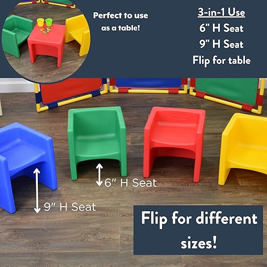 Children's Factory 3-in-1 Cube Chair for Kids, Flexible Seating Classroom Furniture, 4-Pack