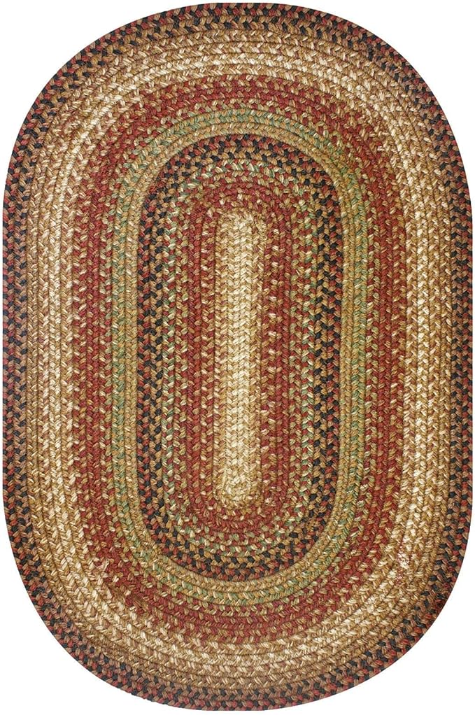Homespice Gingerbread Jute Brown 4x6' Braided Oval Rugs for Living Room, Bedroom & Dining Room. Pet Friendly. Farmhouse, Rustic, Vintage, Primitive, Country, Boho Decor