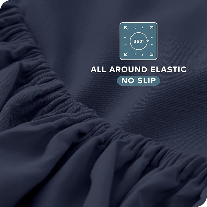 Bare Home Ultra-Soft Queen Sheet Set - Luxury 1800 - Hydro-Brushed - Deep Pockets - Easy Fit - 4 Piece Set - Bed-ding Sheets & Pillowcases (Queen, Midnight Blue)
