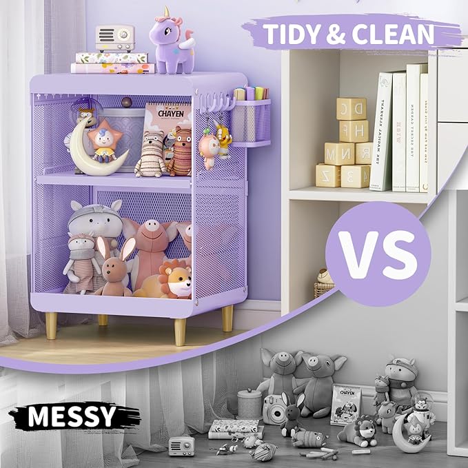 Kids Nightstand,Kids Bedside Table,Teen Girls Night Stand,Toddler Night Stand,End Table for Girls Room Storage,Purple Nightstand