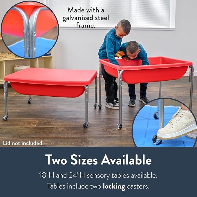Children's Factory Medium Sensory Table – 24″ Height Table, Sandbox, Water Table for Kids, Red