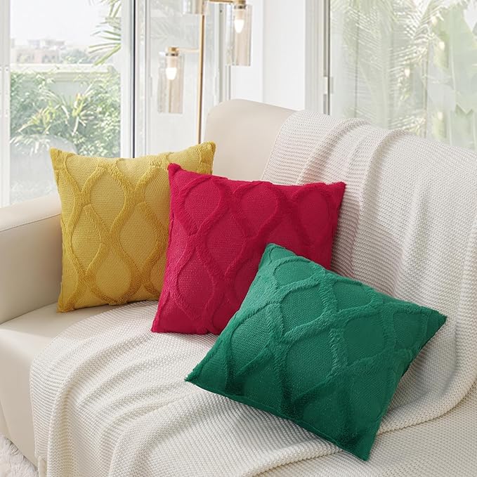 decorUhome Fall Throw Pillow Covers 22x22 Inch Set of 2, Soft Plush Faux Fur Wool Mustard Yellow Couch Pillow Covers, Decorative Neutral Pillow Cases for Bed Sofa Living Room Home Decor