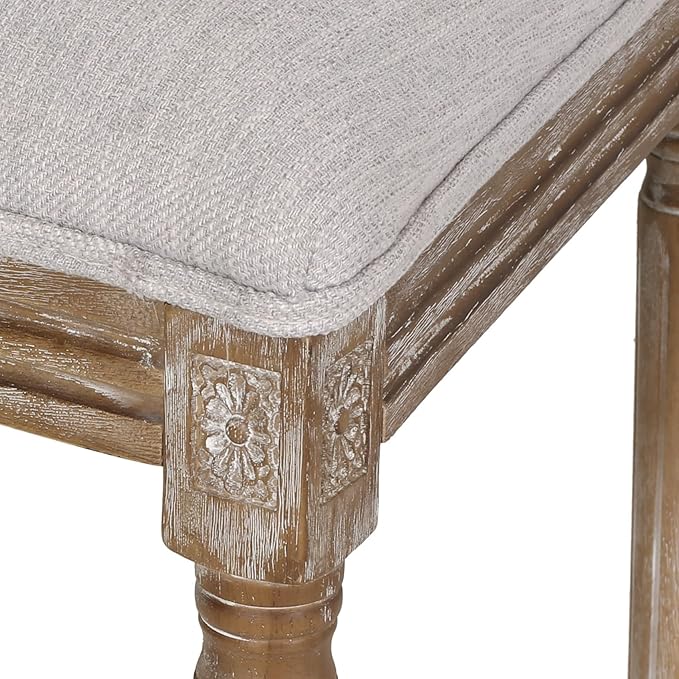 Merax Upholstered Solid Wood Dining Chairs Set of 2, French Country Style Accent Side Seating Furniture for Kitchen, Living Room, Cushioned Back, Light Grey