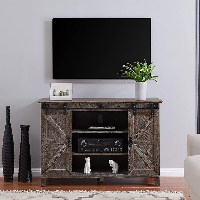 SEI Furniture Holmes Barn Door TV Stand, Brown