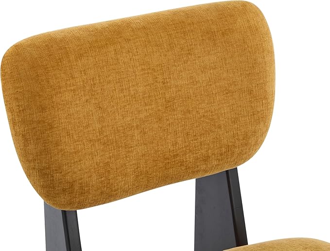 Christopher Knight Home Mores Low Profile Accent Chair Set of 2, Modern Living Room Armless Lounge Chair, Fabric Comfy Reading Chair for Bedroom, Wooden Frame and Thick Padded Seat, Black+Tumeric
