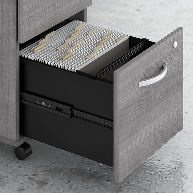 Bush Business Furniture Studio C 3 Drawer Mobile File Cabinet in Platinum Gray | Assembled Office Storage Unit for Home or Commercial Spaces
