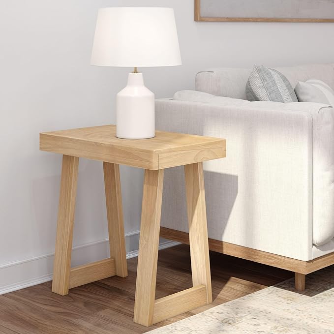 Plank+Beam Classic Rectangular Side Table, 25", Slim Side Table for Living Room, Narrow Nightstand for Small Spaces, Wood End Table for Bedroom, Blonde Wirebrush