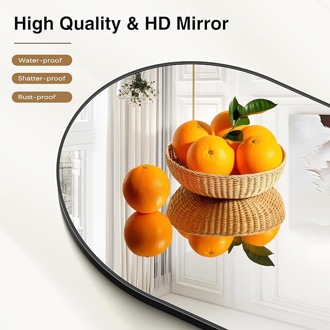 Black Arch Mirror, 30’’x36’’ Black Mirror for Bathroom, Wide Arched Bathroom Mirror with Metal Wall Mounted Mirror for Bedroom Living Room Entryway Modern