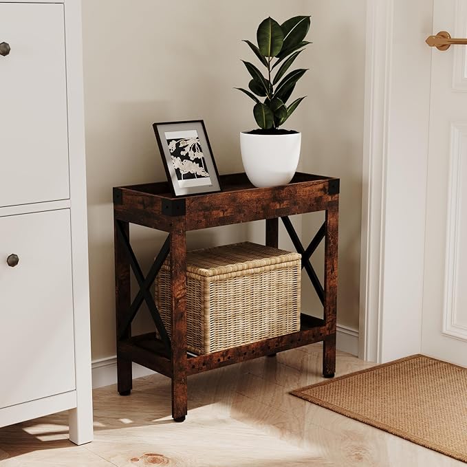 Narrow Side Table, Slim End Table,Sofa Side Table, End Table Nightstand for Bedroom, Living Room, Small Spaces