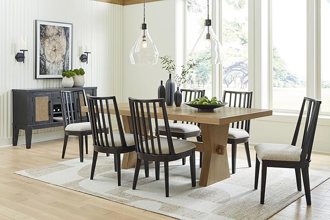 Signature Design by Ashley Galliden Urban Upholstered Armless Dining Chair, Set of 2, Black & Light Gray