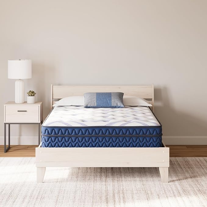 Signature Design by Ashley Full Size Stack 12 Inch Hybrid Medium Plush Cooling Gel Infused Memory Foam Mattress for Pressure Relief, Fiberglass Free, Mattress in A Box