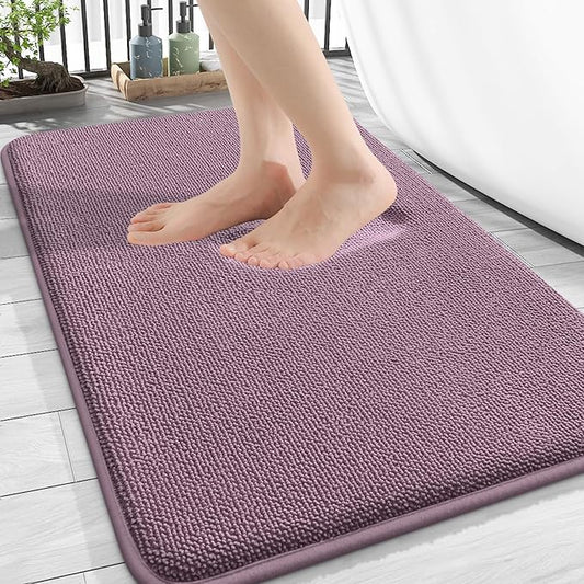 OLANLY Thick Memory Foam Bath Mat Rug 30x20, Extra Soft Absorbent Bathroom Rug, Quick Dry Bath Mats, Non-Slip, Machine Washable Carpet for Bathroom, Tub and Shower, Home Decor Accessories, Deep Plum