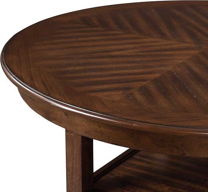 New Classic Furniture Cori 5-Piece Round Counter Set with 1 Dining Table and 4 Chairs, 42-Inch, Cherry Brown