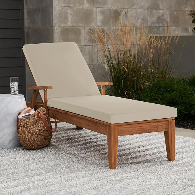 Chaise Lounge Cushions Outdoor - Waterproof and Fade Resistant Sun Lounger Replacement Cushions - Patio Lounger Pads with Removable Cover for Pool, Deck, Lawn, 72 x 21 x 3 Inch, Cream