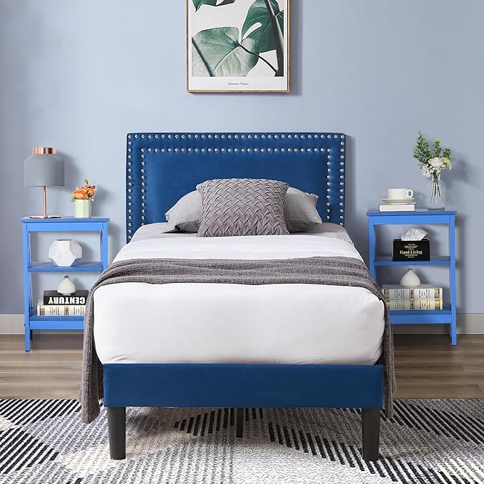 VECELO Modern Nightstands X-Design Side End Table Night Stand with Storage Shelf for Bedroom,Living Room,