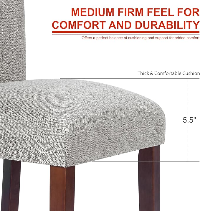 HomePop Parsons Classic Upholstered Accent Dining Chair, Single Pack, Light Grey