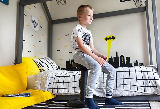 ActiveChairs Adjustable Wobble Stool, Flexible Classroom Seating, Improves Focus, Posture and Helps ADHD/ADD, Sensory Chair, Active Fidget Chairs Adjusts from 16.65" to 23.75" Ages 13-18 Black