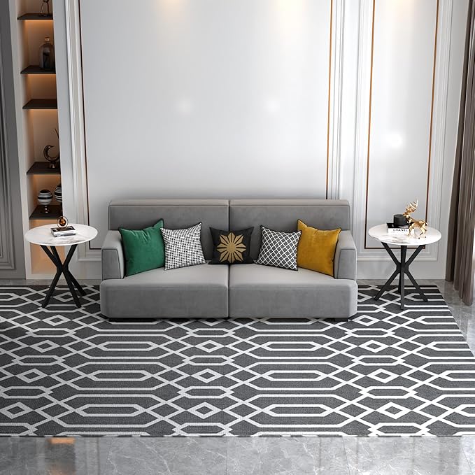 Round Side Table Set of 2, Modern Stylish End Tables with Faux Marble Top and Black Metal Legs,Durable Sofa Side Tables for Living Room Bedroom