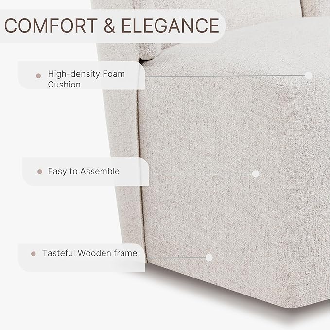 Upholstered Dining Chair with Casters Wingback Modern Side Armless Deskchair with Rollers for Diningroom Bedroom Livingroom Reading Room,Linen,2 Box