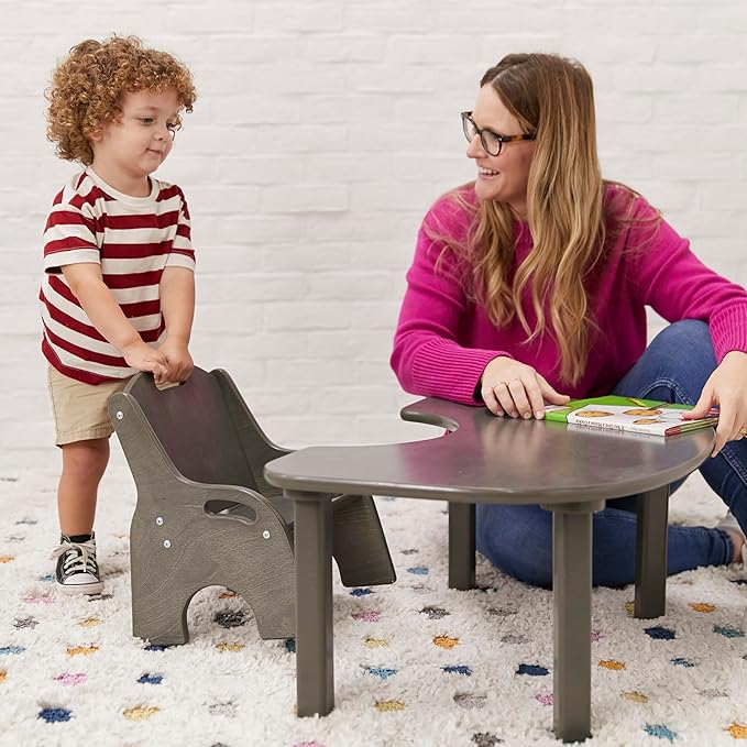 ECR4Kids Little Learner Table and Chair Set, Kids Furniture, Grey Wash