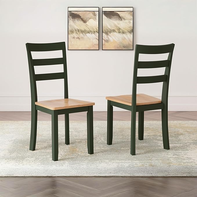Signature Design by Ashley Gesthaven Modern Indoor Armless Dining Chair, Set of 2, Green & Light Brown