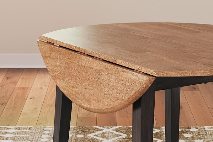 Signature Design by Ashley Gesthaven Contemporary Dining Drop Leaf Table with 4 Legs, Light Brown & Dark Brown